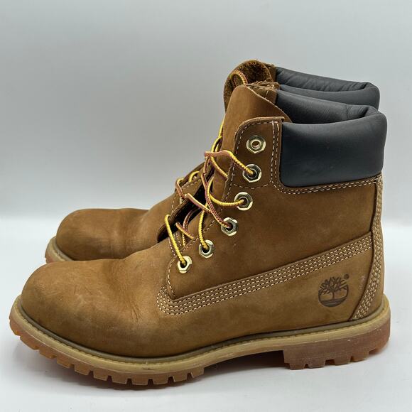 TIMBERLAND Premium 6 Inch Waterproof Leather Boots Wheat Women Sz 7.5 $180 - Picture 4 of 8